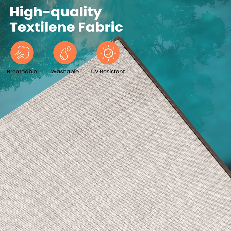 Patio Chaise Lounge Chair Adjustable Aluminum Outdoor Recliners with Wheel