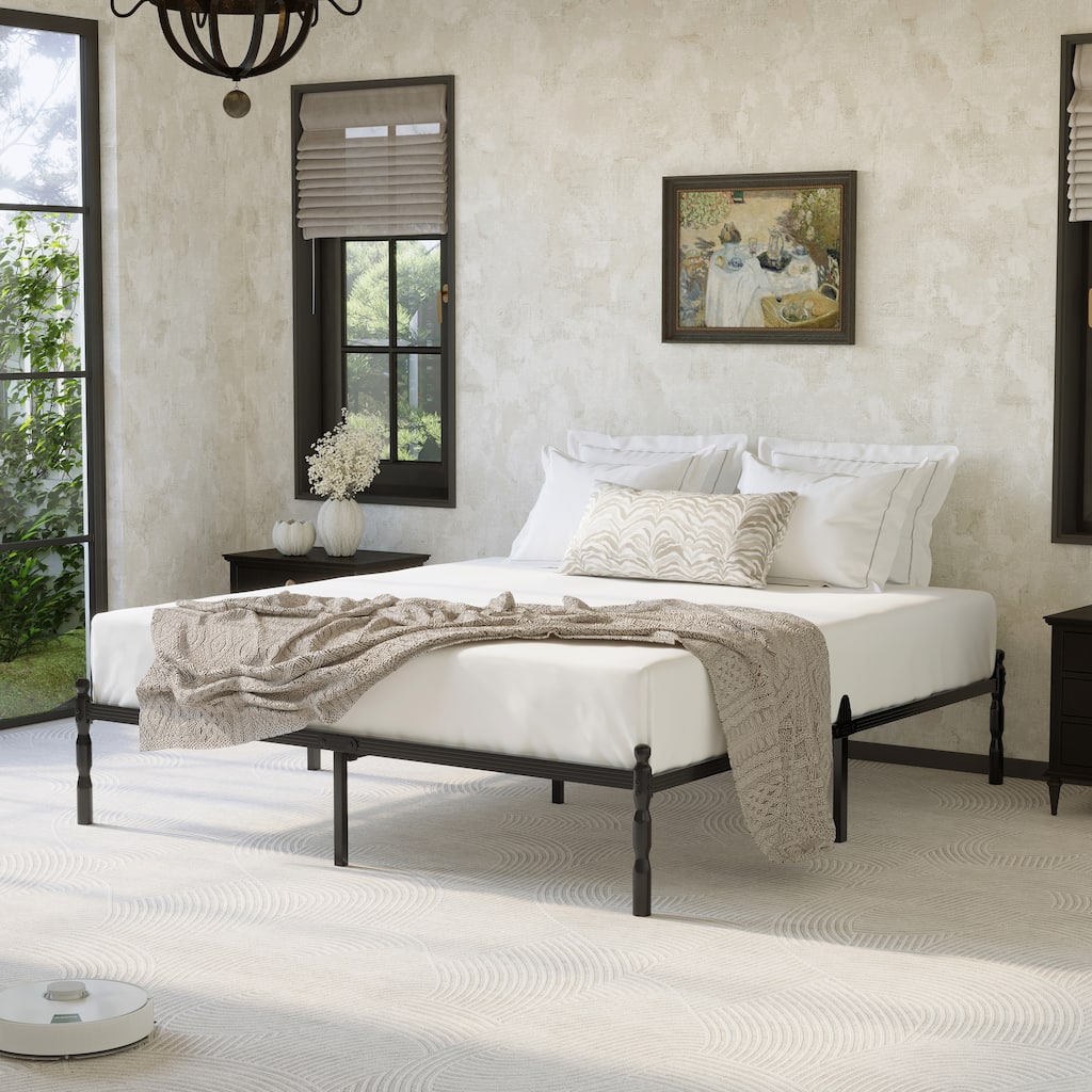 Heavy Duty Anti-Slip Metal Platform Bed with Side Baffles