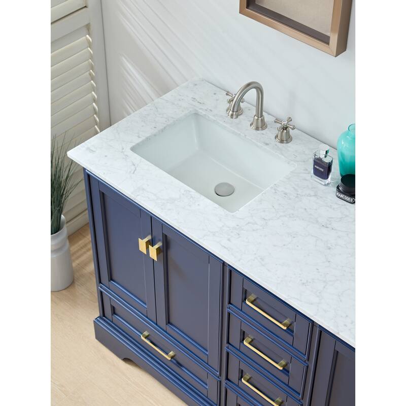 Stufurhome Brittany Dark Blue 60 inch Double Sink Bathroom Vanity - 60*22*34.5in