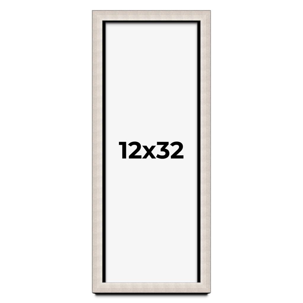 12x32 Shadow Box Frame Silver Real Wood Contemporary Shadowbox Display Frame UV Acrylic Front Acid Free Backing and Hardware