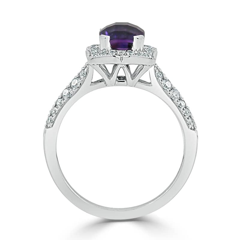 Auriya 3/4ct Fancy Cushion-cut Purple Amethyst Halo Diamond Engagement Ring 1/3ctw 14k Gold