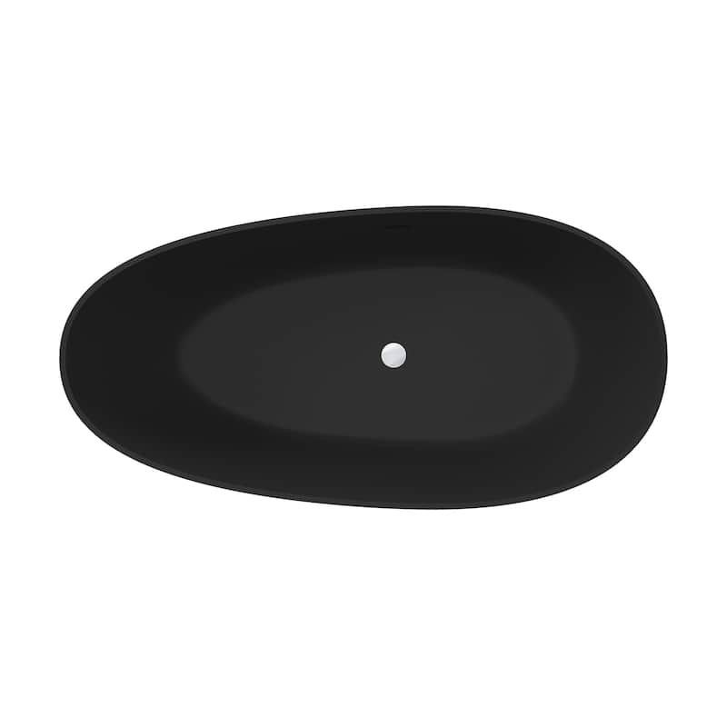 67" Solid Surface Freestanding Bathtub in Matte Black - Black