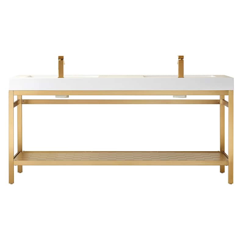 Ablitas 72" Double Vanity in Metal with Stone Sink Top