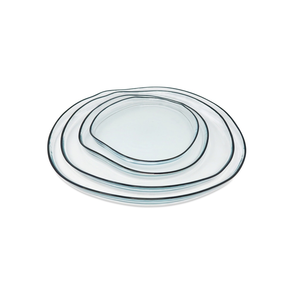 Set of 4 Organic Shaped Plates with Black Sides