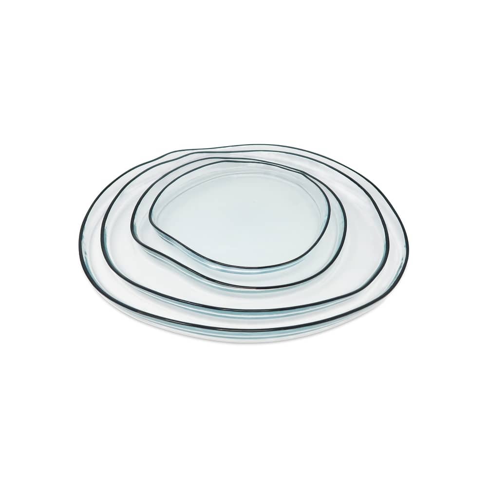 Set of 4 Organic Shaped Plates with Black Sides