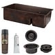 preview thumbnail 1 of 13, 33-in Hammered Copper Kitchen 70/30 Double Basin Sink with Short 5-in Divider w/ Accessories (KSP3_K70DB33199-SD5)