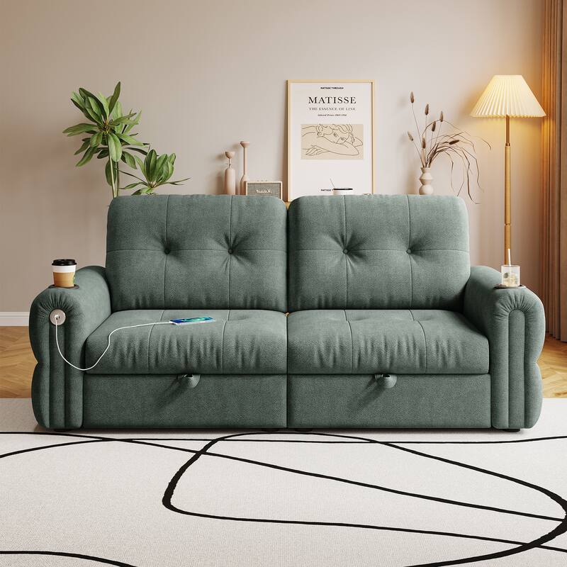 GDFStudio - Chenille Convertible 2-Seater 74" Sofa Bed