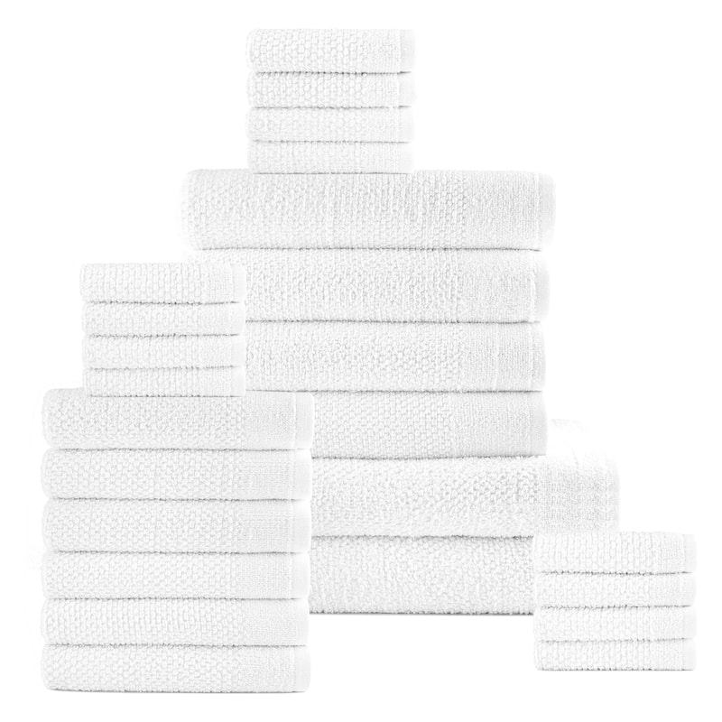 Dan River 24 Piece Popcorn Cotton Bath Towel Set - N/A - White