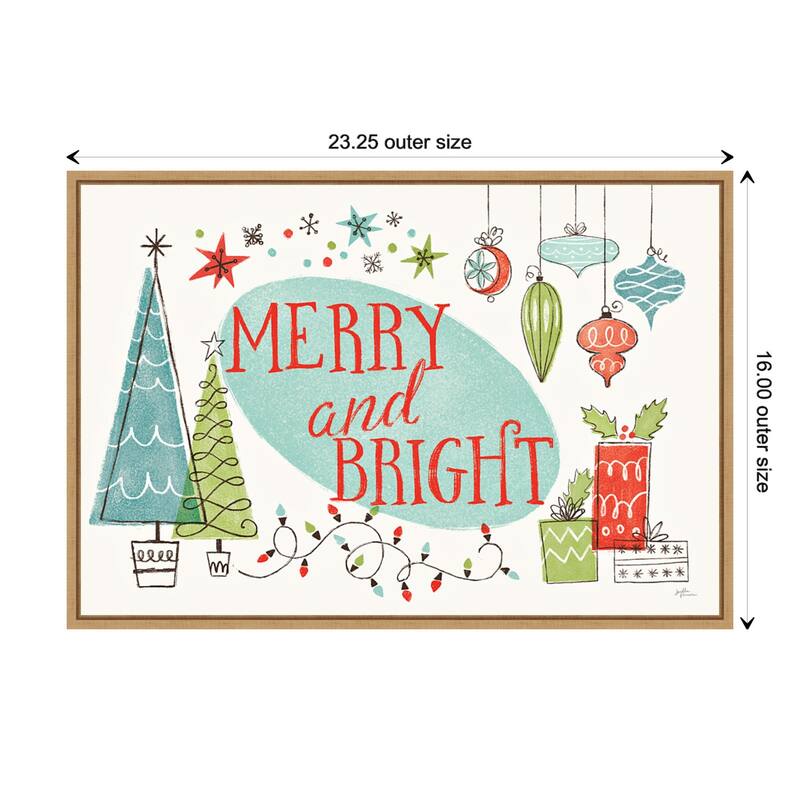 Merry and Bright Christmas Tree by Janelle Penner Framed Canvas Wall Art