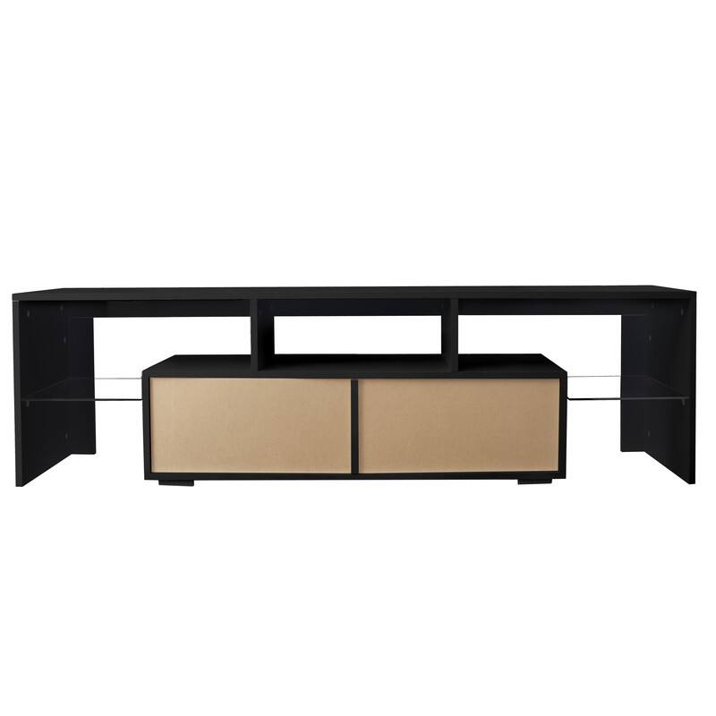 Modern Entertainment TV Stand, 20 Colors LED TV Stand w/Remote Control Lights