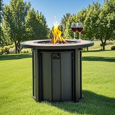 30" Propane Round Steel Gas Fire Pit with 50000 BTU