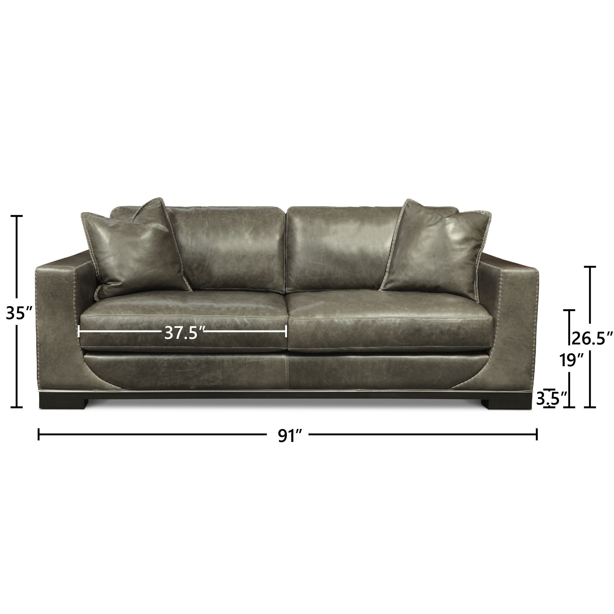 Cassidy Italian Full Grain Leather Mid-Century Modern Sofa ...