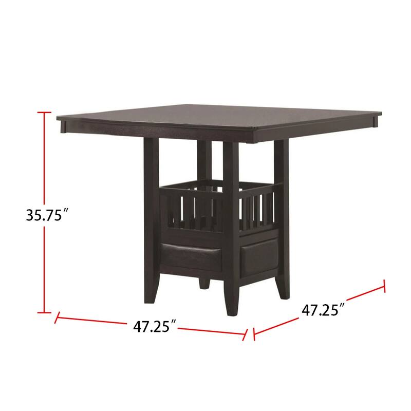 Square Counter Height Table with Cabinet in Espresso