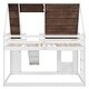 preview thumbnail 10 of 17, House Bunk Beds with Slide, Wood Twin Over Twin Bunk Beds with Roof, Window, Ladder and Guardrails for Kids Teens