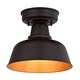 preview thumbnail 1 of 9, Cody Oil Rubbed Bronze and Light Gold Farmhouse Outdoor Flush Mount Ceiling Light - 10.25-in W x 8.75-in H x 10.25-in D 10.25-in W x 8.75-in H x 10.25-in D - Oil Rubbed Bronze and Light Gold