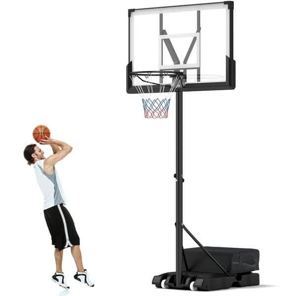 slide 2 of 11, Goplus Basketball Hoop Outdoor System with 45 Inch Shatterproof PC - 45" x 29" x 49.2" (L x W x H) Black - 45" x 29" x 49.2" (L x W x H)
