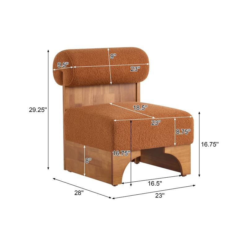 Modern Boucle Lounge Chair with Solid Wood Frame and Rolled Backrest, Soft and Durable Boucle Upholstery