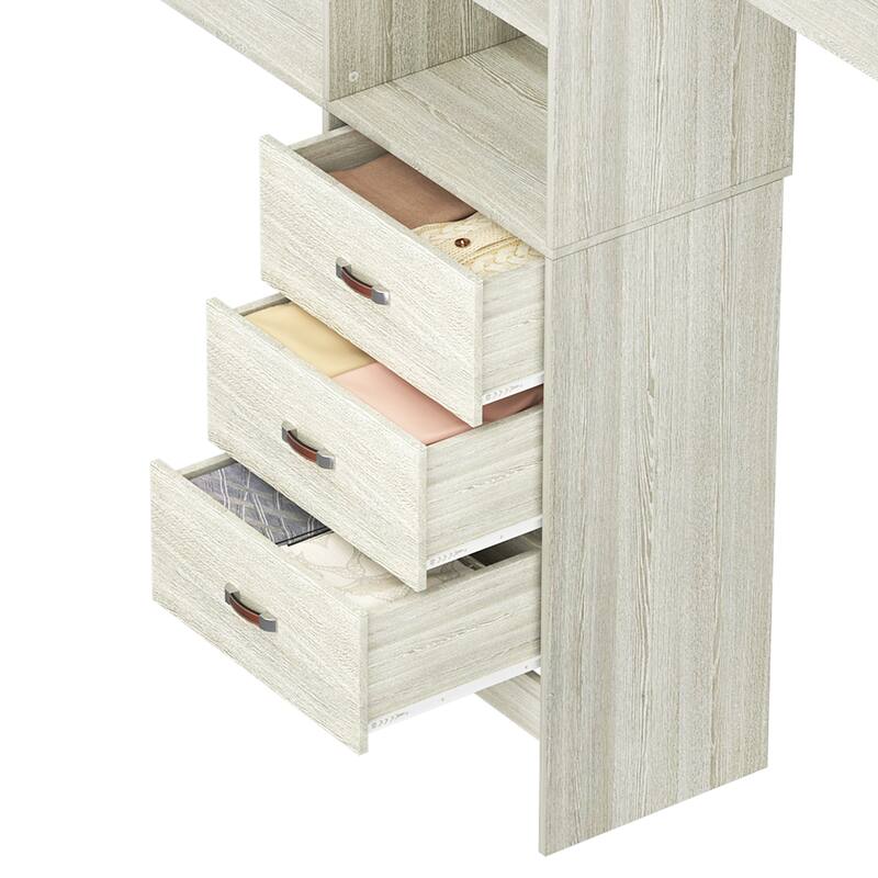 96'' W Adjustable Closet Organizer with Drawers for Walk-in/ Reach-in Closet - 20.2'' to 96'' W