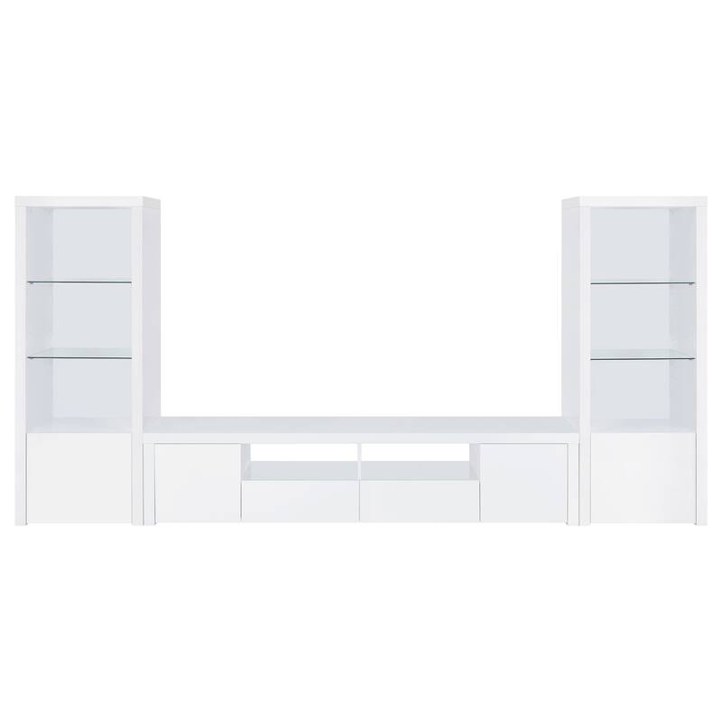 Jude 2-door Engineered Wood 79" TV Stand High Gloss White