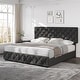preview thumbnail 31 of 31, Bed Frame with 4 Storage Drawers, Linen Upholstered Platform Bed Frame with Adjustable Headboard