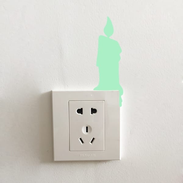 slide 2 of 2, Walplus Peel and Stick Glow In The Dark Candle Light Wall Sticker Home Room Decor