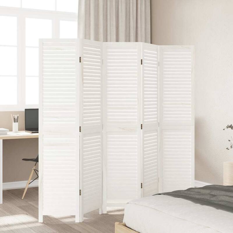 vidaXL Room Divider Privacy Screen Living Room White Solid Wood Paulownia