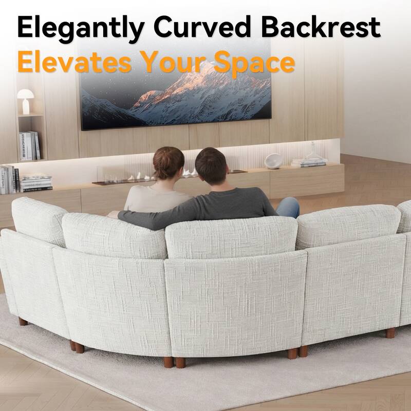 GDFStudio - Modular Chenille L-Shaped 159" 6-Seater Sectional Sofa with Storage & Cup Holders