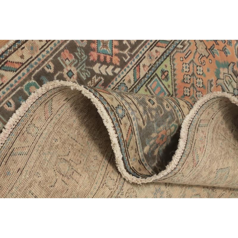 Hand Knotted Oriental 100% Wool Carpet Traditional Medallion Peach Tabriz Area Rug - 9' 5'' X 6' 5''
