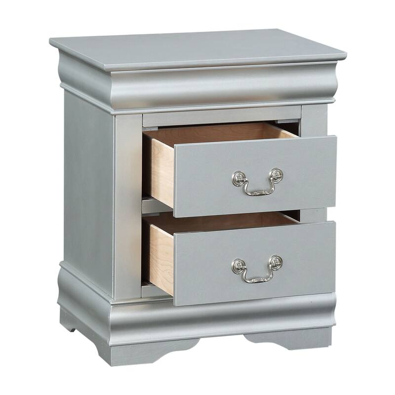 Classic 2-Drawer Nightstand with Metal Glide System for Bedroom Storage