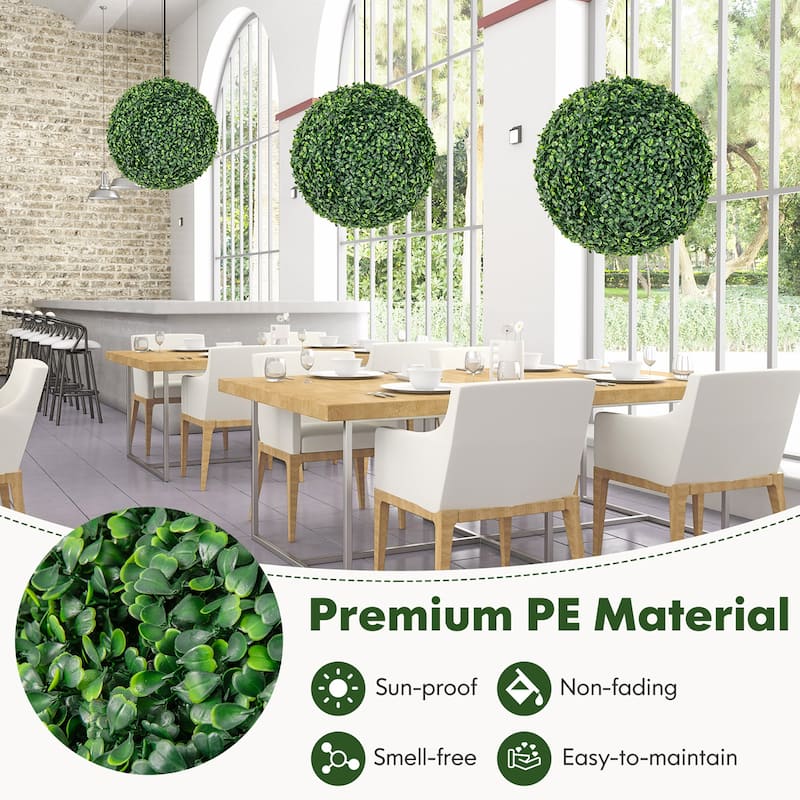 Gymax 2 PCS 16'' Artificial Boxwood Topiary Balls Sun-protective Round