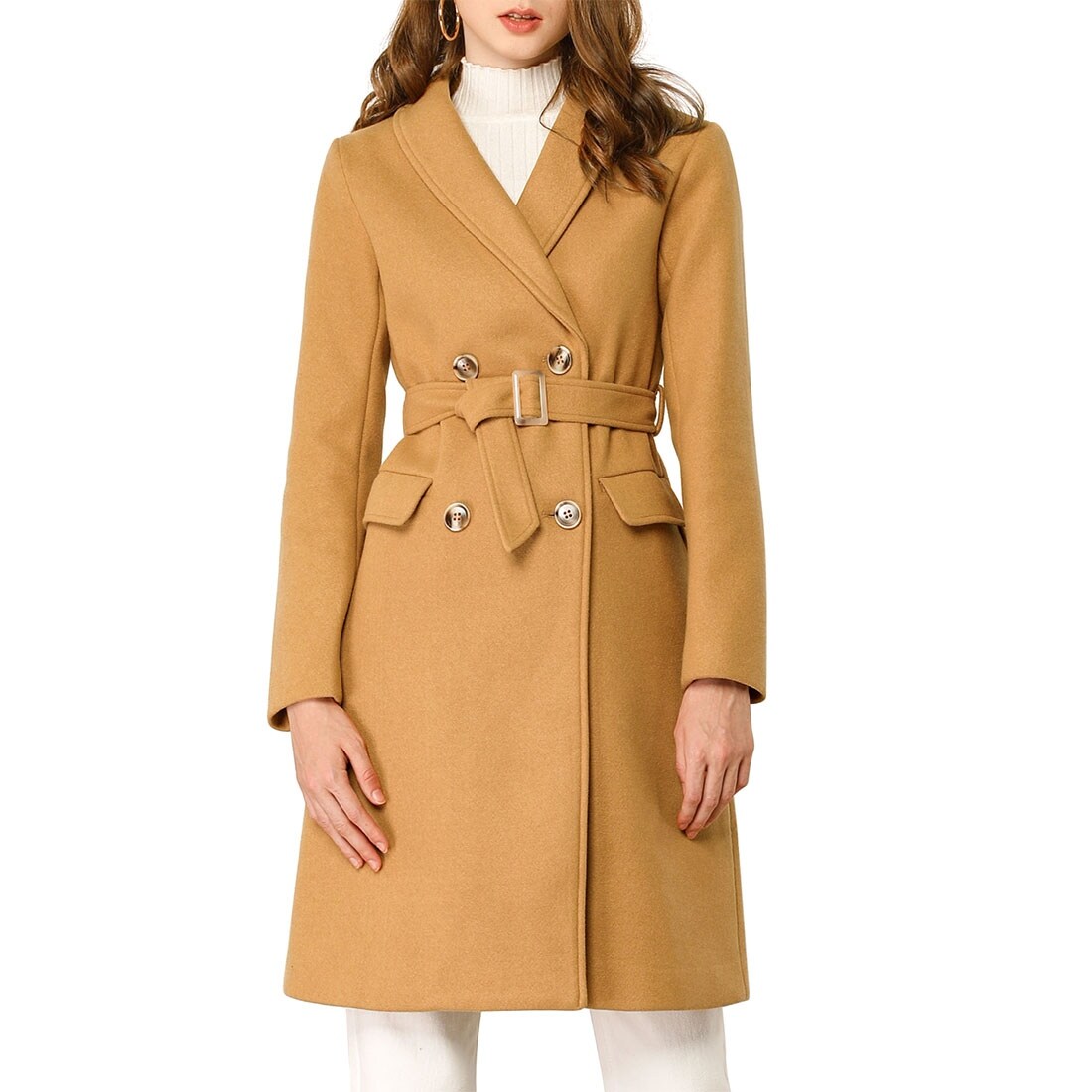 tan long winter coat