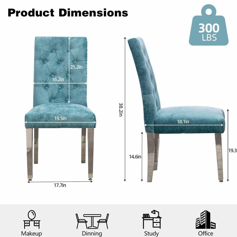 Luxury Chenille Dining Chairs - Ergonomic Design, Set of 2