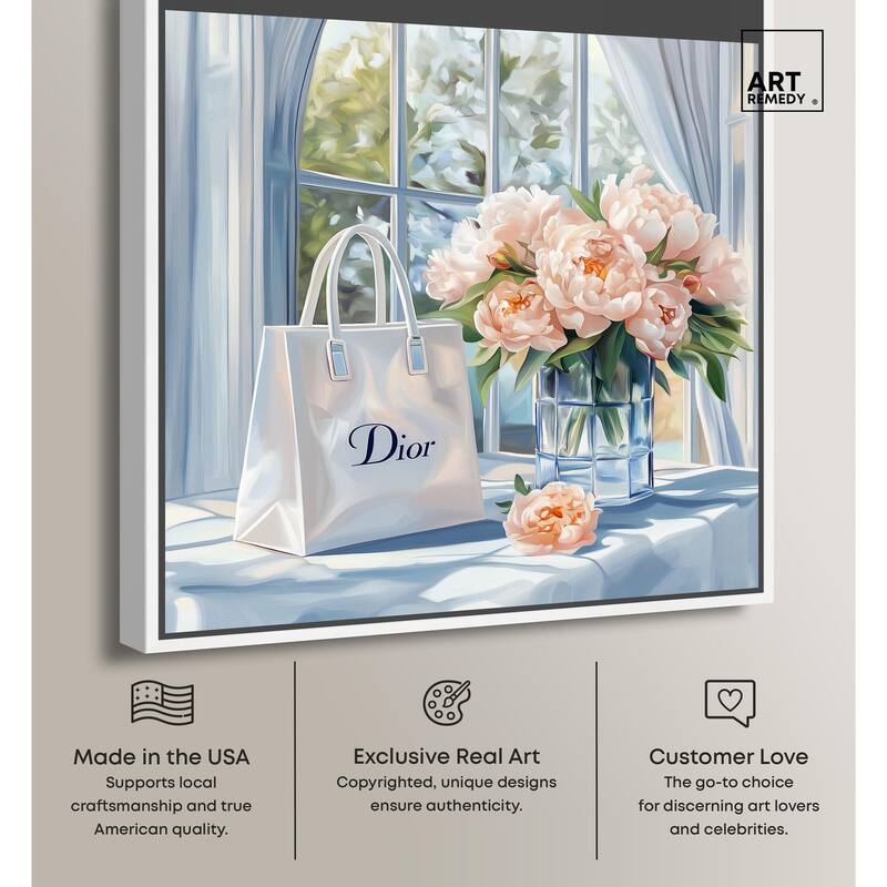 Bag and Peonies Canvas by Art Remedy