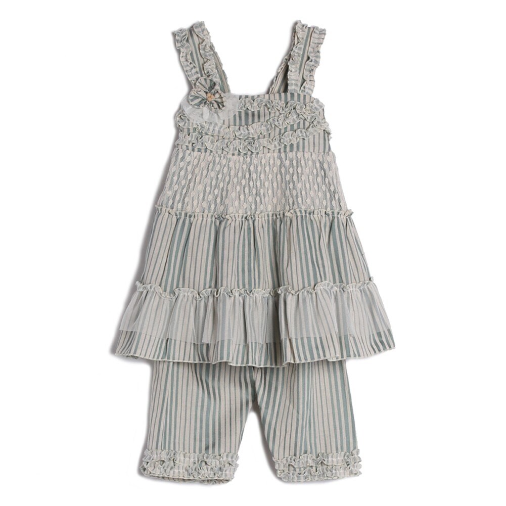 Shop Isobella Chloe Baby Girls Green Striped Straps Lace Tulle 2
