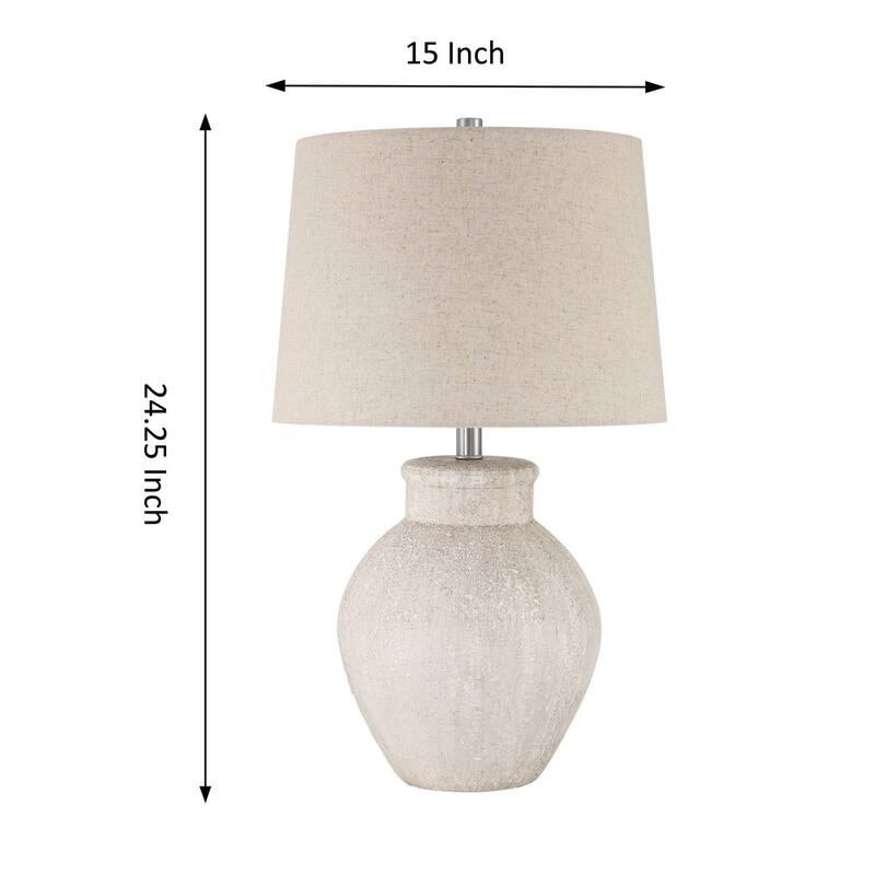 Acroma Avgust 24.25" Ceramic Table Lamp with Fabric Linen Shade