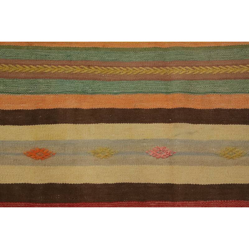 Hand Woven Oriental 100% Wool Carpet Southwestern Tribal Multi-Colored Kilim Area Rug - 10' 7'' X 5' 9''