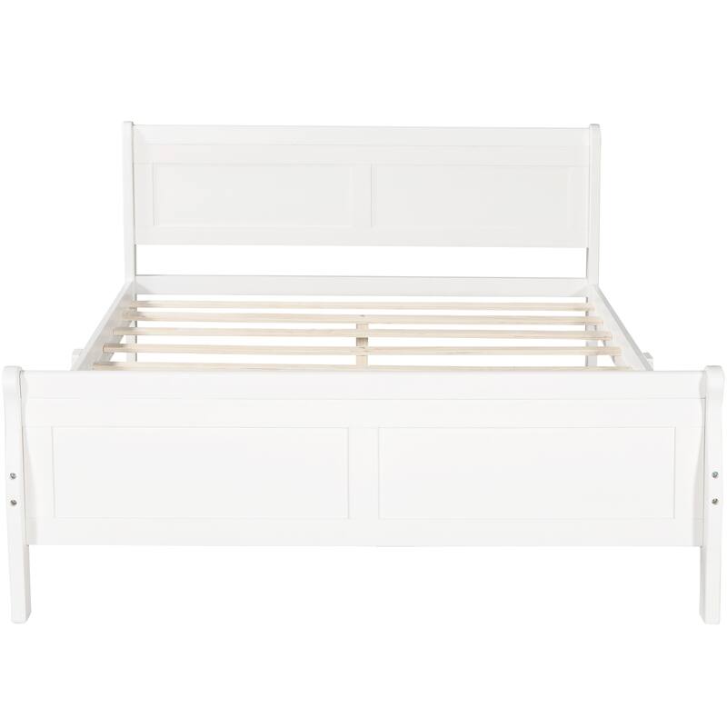 Classic Wood Platform Bed with Headboard and Footboard, Solid Wood Bed Frame, Easy to Assemble, No Box Spring Needed