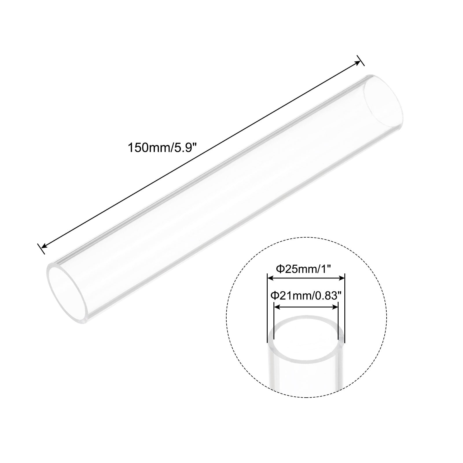Acrylic Pipe Clear Rigid Tube for Lamps and Lanterns, Water Cooling System