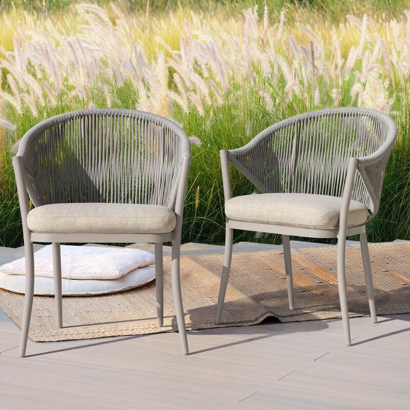 NUU GARDEN 3-Piece Aluminum Patio Furniture Bistro Set with Cushions