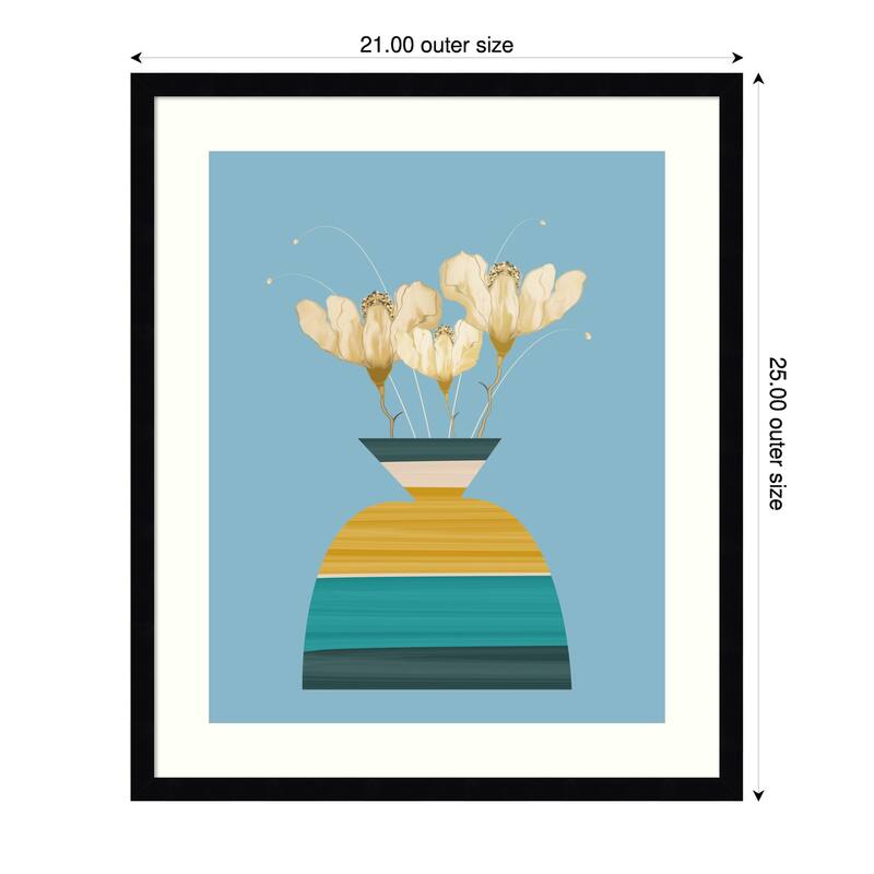 Potted Florals Wood Anemone by Sannel Larson Wood Framed Wall Art Print - Svelte Noir Black - Wood - 21 x 25 in - Black