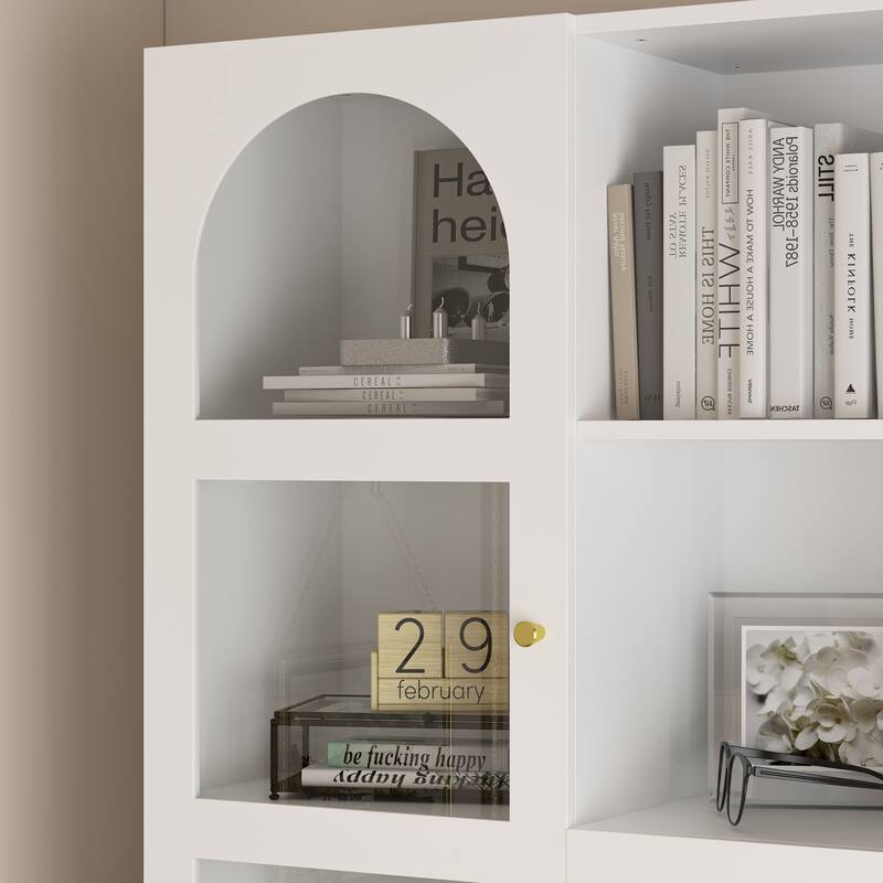 Home Office Bookshelf Spacious Multi-Section Workstation Desk - 62.4"x79.1“