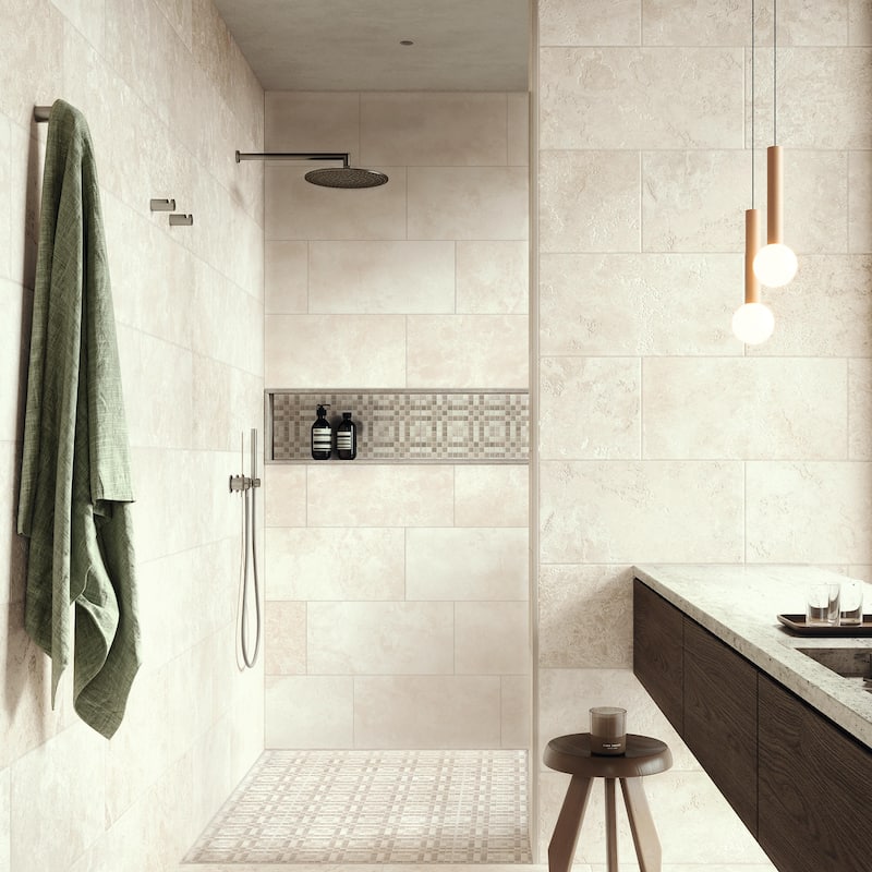 Merola Tile Echoes Light 11-3/4" x 23-1/2" Italian Porcelain Floor and Wall Tile - Case (6 Tiles)