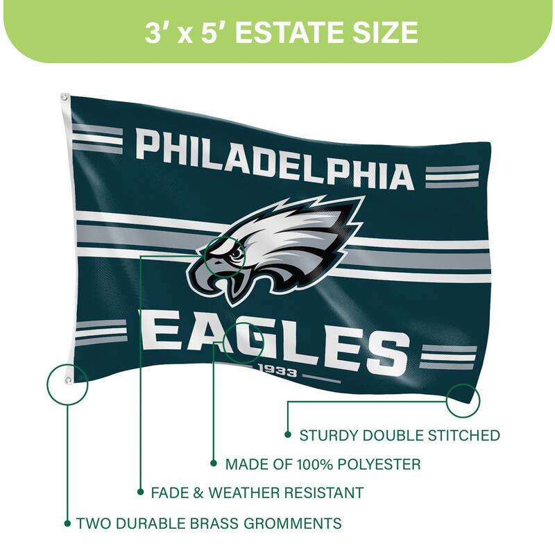 Philadelphia Eagles Single Sided Flag w/ 2 Grommets, 3'x5'