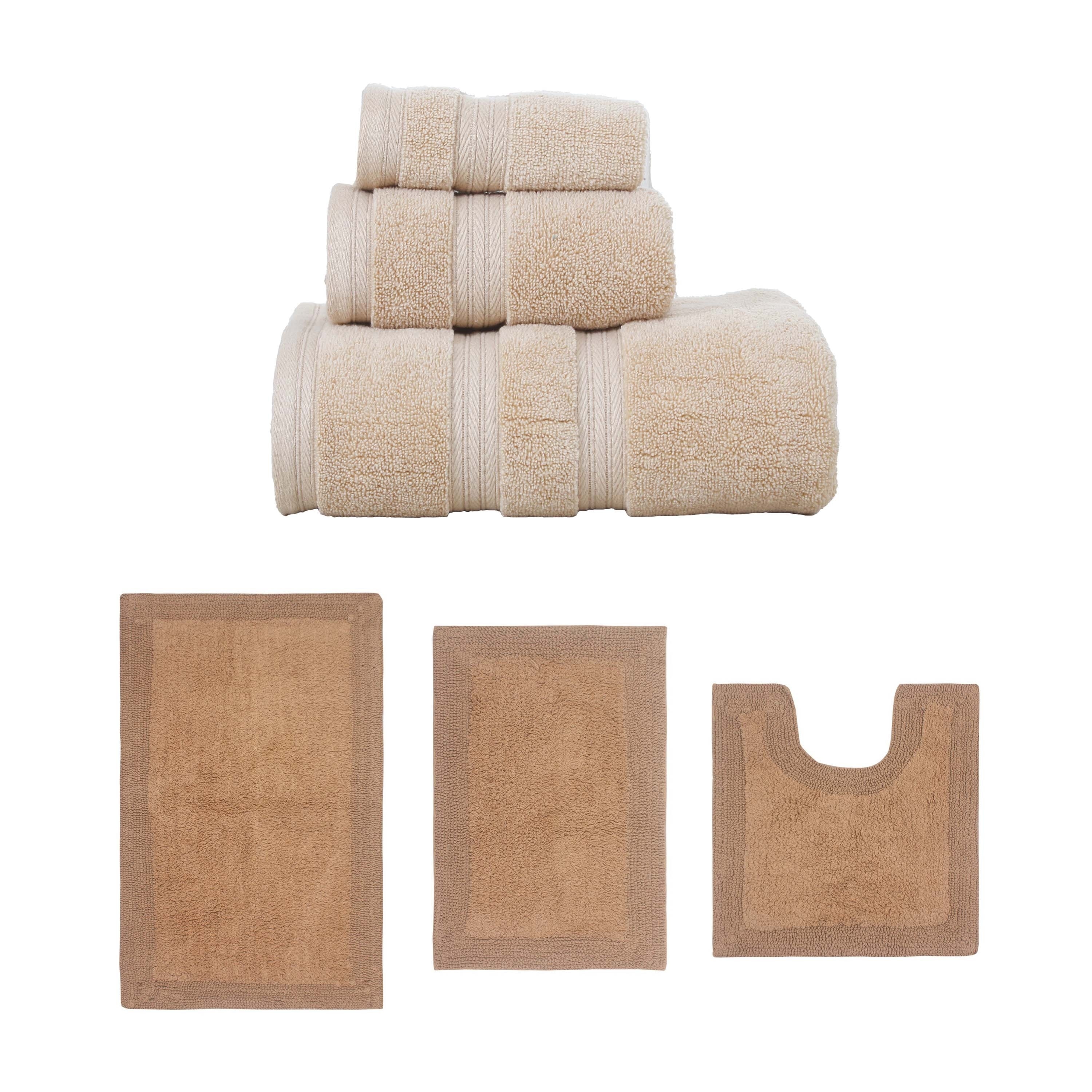 Home Weavers Luxury Collection 100% Soft Cotton Super Absorbent 3 Pc Towel Set & 3 Pc Bath Rug Set, Machine Wash (Set of 6)