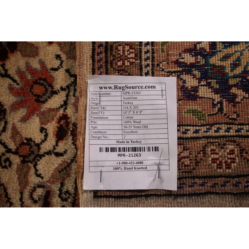 Vegetable Dye Anatolian Turkish Vintage Rug Hand-Knotted Wool Carpet - 6'8" X 10'5"