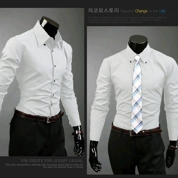 Shop New Fashion Men Long Sleeve Dress Shirts Korean Business Blouse Overstock 27128811