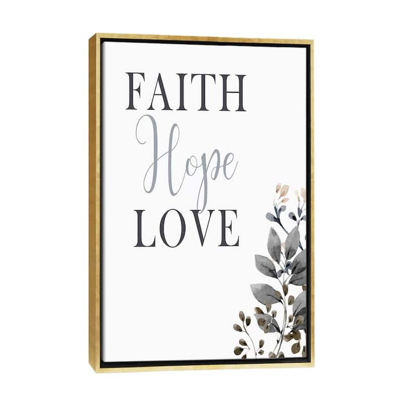 iCanvas "Faith Hope Love" by Kimberly Allen Framed - Gold - 48x32