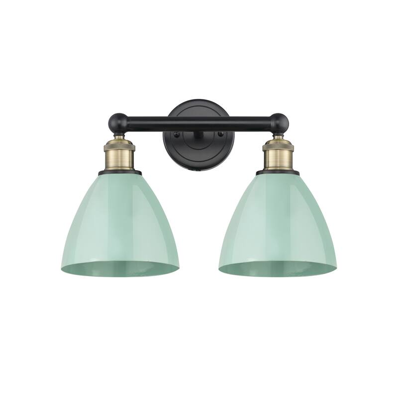 Innovations Lighting 616-2W-12-17 Plymouth Vanity Plymouth Dome 2 - Black Antique Brass / Seafoam
