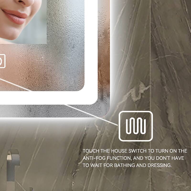 28/32/36/48/56 Inch Rectangular Frameless Anti-Fog Wall Mounted LED Bathroom Vanity Mirror