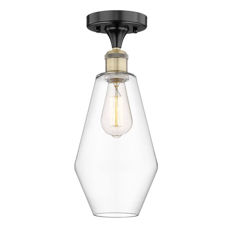 Innovations Lighting Cindyrella - 1 Light 7" Semi-Flush Mount - Clear/Black Antique Brass